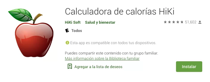 Calculadora de calorías HiKi